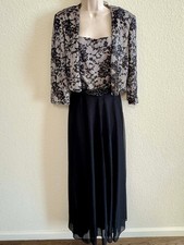 Patra Black Lace 2-Piece Evening Dress Size 14 Long Formal Gown Black NWT