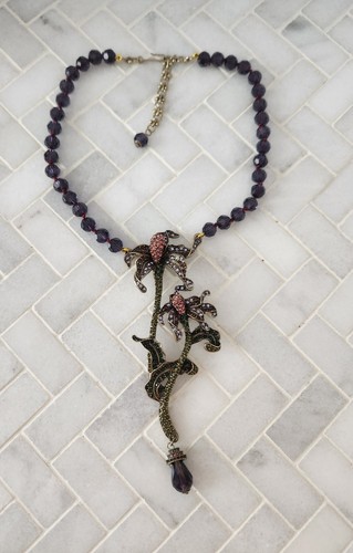 Collier Ras Du Cou Heidi Daus - Muguet En Cristal Et Bronze - Style Rétro - Neuf Sans Emballage