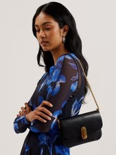 Ted Baker Kkaysa Polished Leather Twist-Lock Small Cross Body Bag - Black