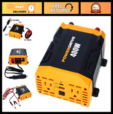 400W Power Inverter 12V DC to 110V AC, 2 Outlets 2 USB Ports, Car Home Use