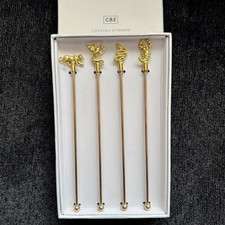 Crate & Barrel CB2 Prowl gold Cocktail stirrers scorpion snake dragon big cat