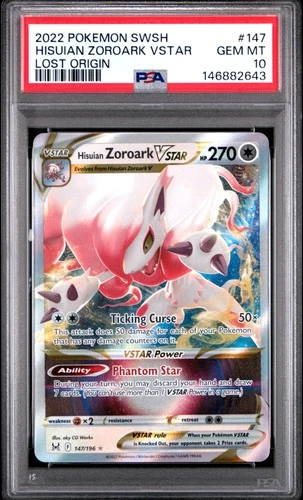 2022 POKEMON SWORD & SHIELD LOST ORIGIN #147 HISUIAN ZOROARK VSTAR PSA 10