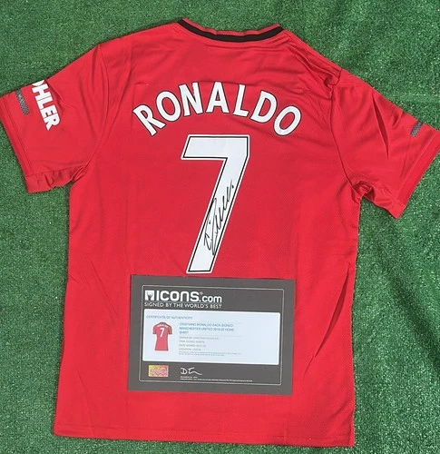 Cristiano Ronaldo Back Signed Autographed Manchester Soccer Jersey with COA Icon