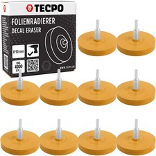10x TECPO FOLIENRADIERER ETIKETTEN RÜCKSTÄNDE AUFKLEBER RESTE ENTFERNEN Ø 90 mm