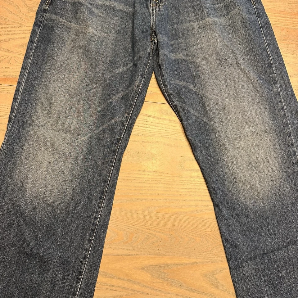 Pantalones de mezclilla American Eagle holgados azules para hombre 36x32 pierna recta lavado medio Foto 4 de 4