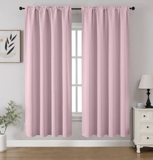 2 Panels 100 Blackout Curtains for Bedroom W52 L63  , Light Pink