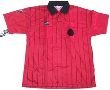 Official Sports USSF Mens Pro Soccer Referee Black Striped Red Shirt Size XL New