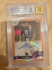 2022-23 Topps Uefa Club Competitions Lionel Messi Autos Orange BGS 9