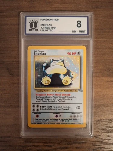 Pokémon Jungle Snorlax 11/64 Holo Rare Unlimited 1999 Graded 8 NM-Mint