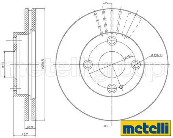 2X Bremsscheibe Metelli 23-0668C 2 Bremsscheiben Vorderachse Vorne FüR Mazda-image
