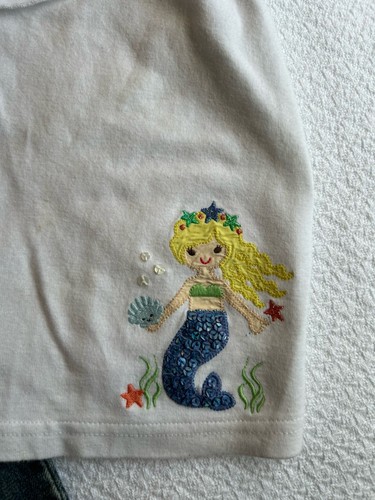 Gymboree Size 4 Mermaid Themed Cropped Wide leg Jeans Matching Top Outfit Set - Picture 6 of 9