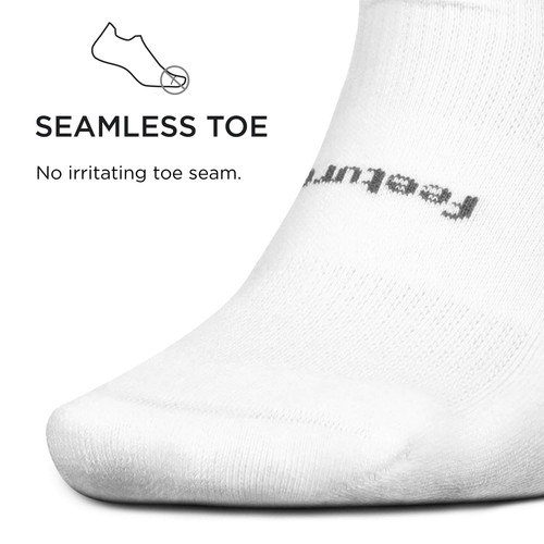Feetures Max Cushion Ankle Tab Socks, White, Small, 1 Pair, Heel Tab, Unisex - Picture 3 of 7