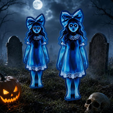 35In Scary Halloween Decorations Outdoor, 2 Pcs Twin Girl Ghost Yard Decor