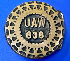 UAW United Auto Workers Local Union 838 Association Vintage Small Belt Buckle