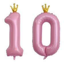 YFHVJTKO 40 Inch Number 10 Pink Crown Balloon Set,10th Celebration Decoration...