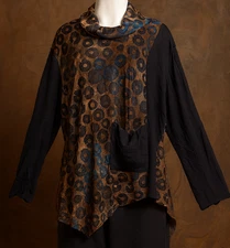 Radzoli Tunic Blouse SZ 2X Boho Chic Whimsigoth Grunge Asymmetric Handkerchief