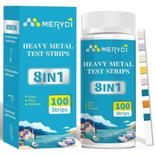 Heavy Metals Water Test Strips (8 Tests) - 100Ct Home Water Testing Kit For
