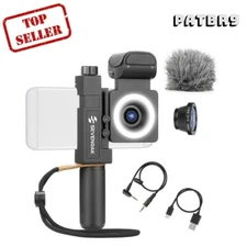  Complete Smartphone Video Rig w/Built-in Stereo Microphone, LED Light Wide-Angl