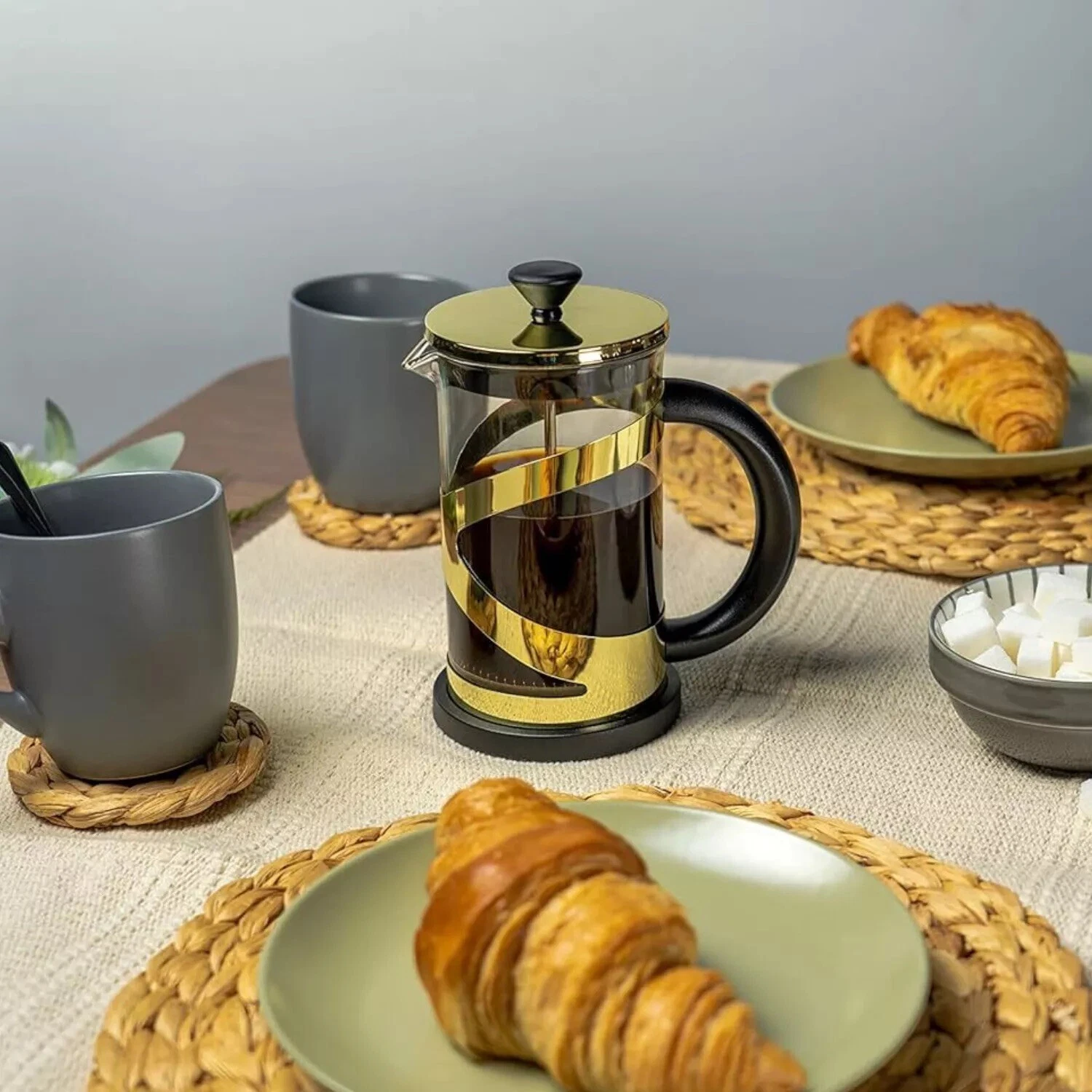 1000ml Gold French Press Coffee Tea Filter Maker Plunger Cafetière Pitcher UK