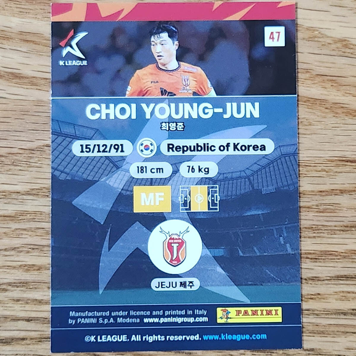 Choi Young-Jun Panini K league 2023 Official Trading Card