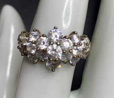 5432 Vermeil gold over .925 Sterling Silver VN Cluster CZ band Ring sz 7 4.6gr 