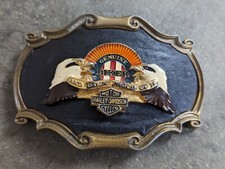 Used vintage Harley Davidson Belt Buckle mfg. by RainTree with two Eagle heads