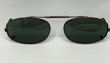 Vintage Bronze Metal Oval Clips Clip on Sunglasses Eyeglasses