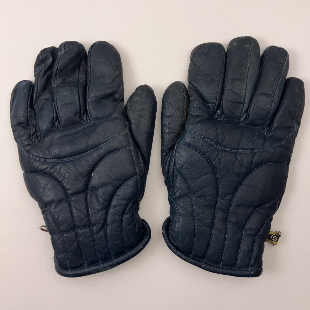 スキー道具 Vintage Made Korea Men Large Blue Leather Winter Ski Gloves