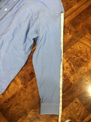 Camisa de vestir para hombre IZOD algodón azul y blanco a cuadros manga larga talla L (M101) - Imagen 8 de 9