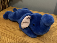 Vintage Ty Beanie Buddy Peanut Elephant Plush Stuffed Animal 15" Royal Blue- GUC
