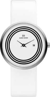 Danish Design Women's Quartz Watch White Dial Analogue and White Leather Strap
