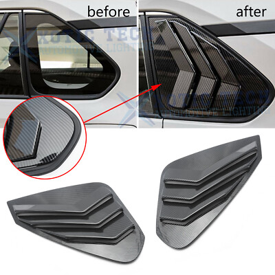 Carbon Fiber Look Rear Window Louver Vent Cover Trim For Toyota RAV4 2019-2025