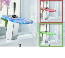 Rubinetto lavabo a cascata con led rgb moderno ugello vetro miscelatore da bagno