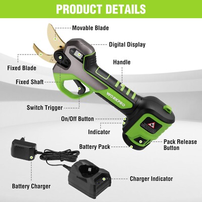 12V Cordless Tree Pruner Pruning Shears Electric Pruning Shears With 2 Batteries