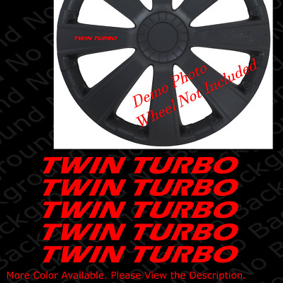 5 pieces x TWIN TURBO Racing Sports Alloy Wheel Spoke Vinyl Die Cut Decal RC135