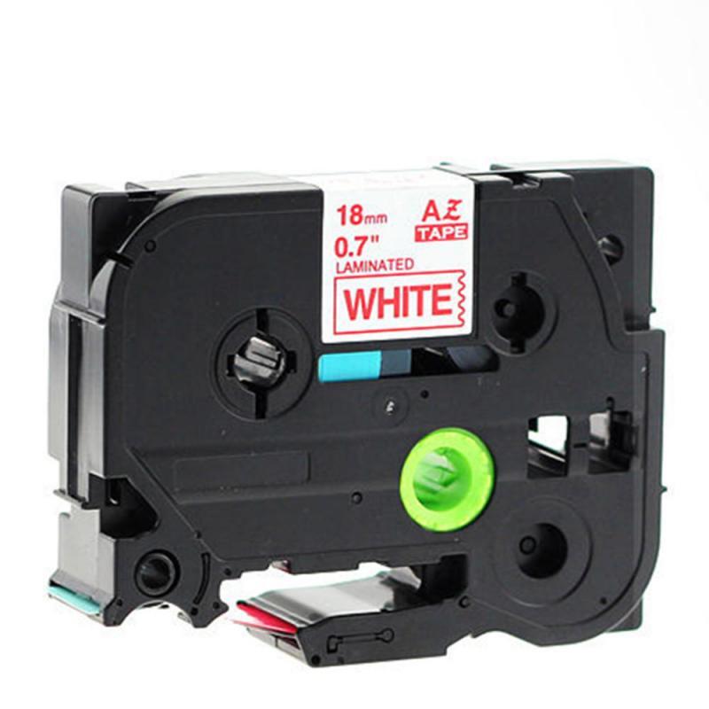 CASSETTA NASTRO TZ-242 TZe-242 LAMINATO COMPATIBILE BROTHER TESTO ROSSO SU BIANC