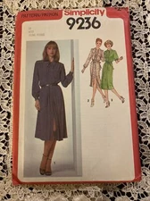 Pleated and Belted Shirtwaist Dress Pattern - Sz. 12 - Simplicity 9236  