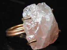 Rose Quartz Ring Crystal Rough Copper Jewelry Wire Wrapping Adjustable Size