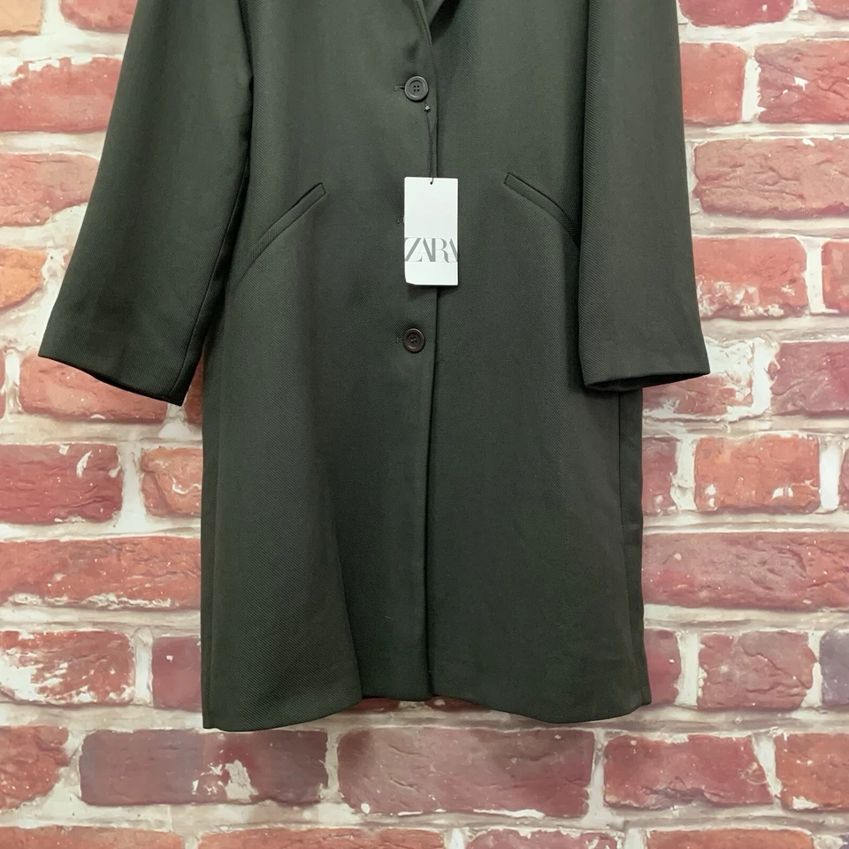 Blazer Zara Basic Chaquetón Mujer XS Gris Carrera Trabajo Oficina Chaqueta Larga Foto 4 de 4