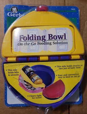 2000 Gerber Folding Bowl On The Go Baby Feeding Storage Container Y2K-NEW Sealed