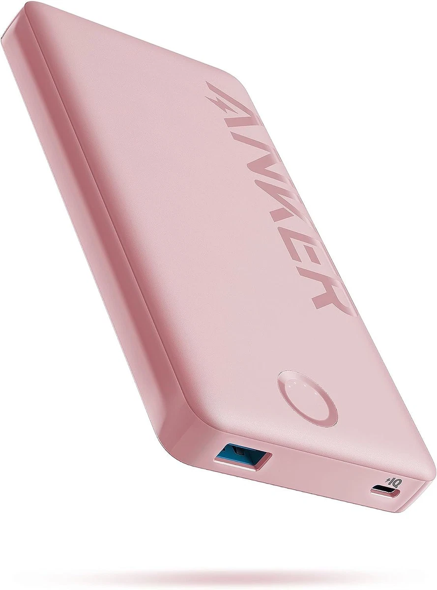 Anker USB-C Power Bank, 10,000mAh Portable Charger (PowerCore PIQ), pink