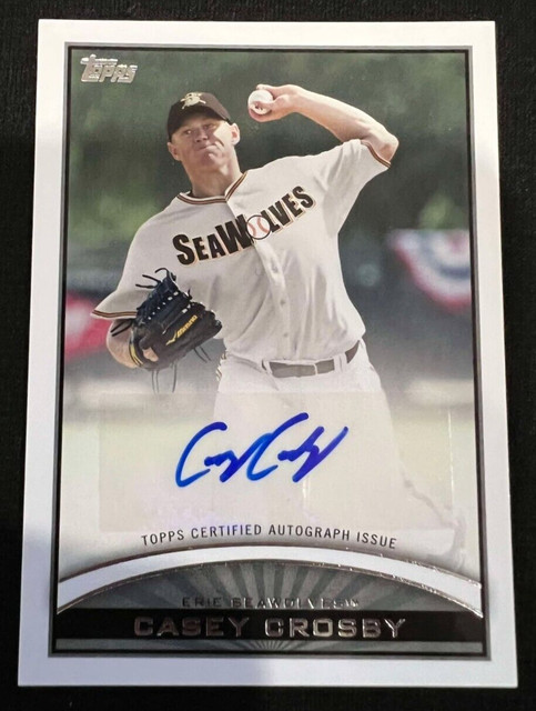 CASEY CROSBY Erie Seawolves 2012 Topps Pro Debut #PDA-CC Rookie RC AUTO