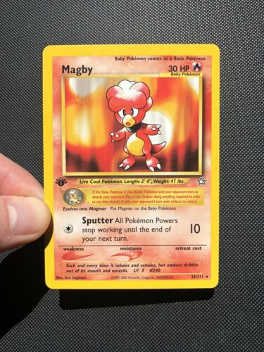 1st Edition Magby 23/111 Non-Holo Neo Genesis Set Pokemon Card 2000 WotC vintage - Picture 1 of 8
