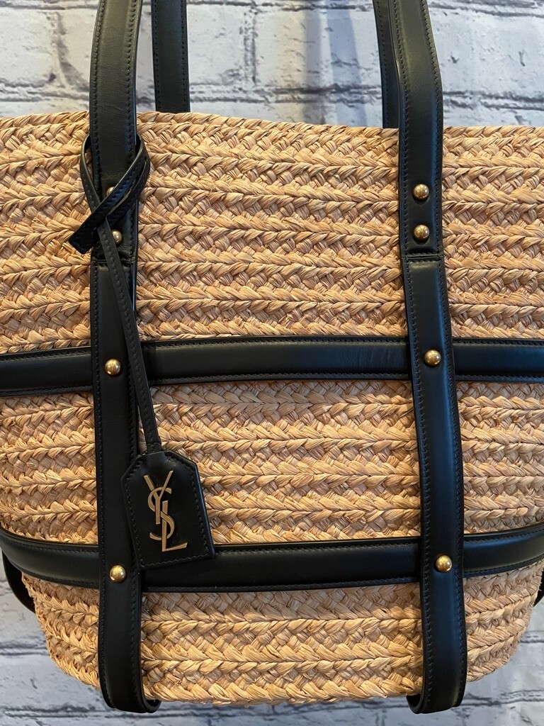 NUOVO con etichette SAINT LAURENT YSL cestino borsa media Panier Rafia