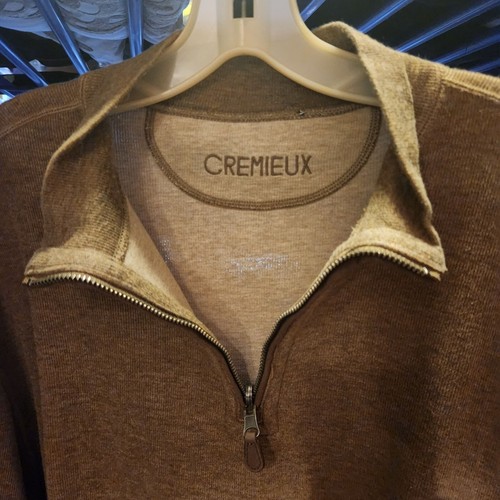Cermieux 1/4" Zip Men's Size Medium Tan Pullover With Elbow Patch - Picture 4 of 5