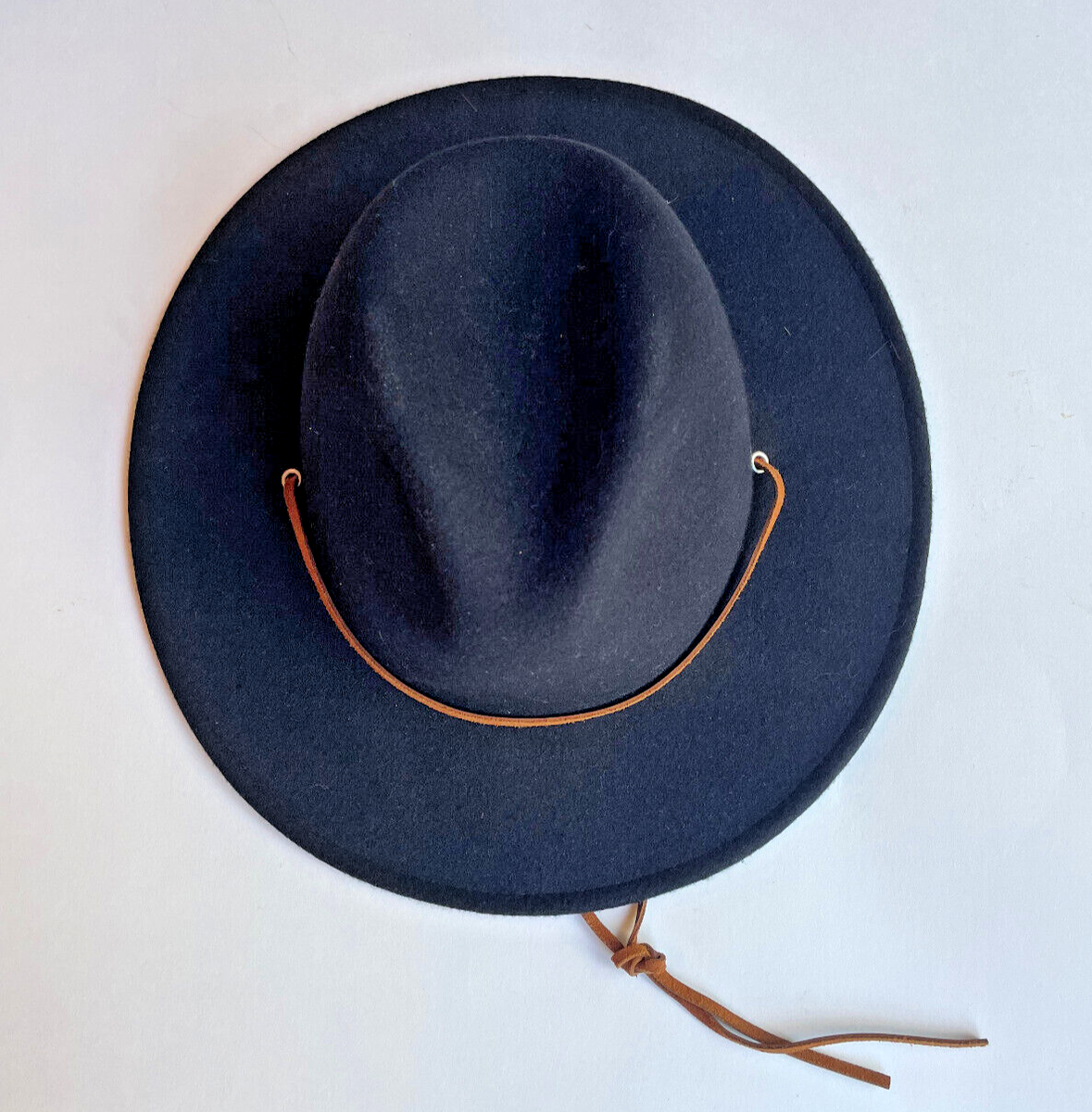 Brixton Black Wool Felt Cowboy Hat Western Style Braided Band Size M (7 1/4) Black Felt Cowboy Hat with Braided Band, Upturned Brim  main image 2