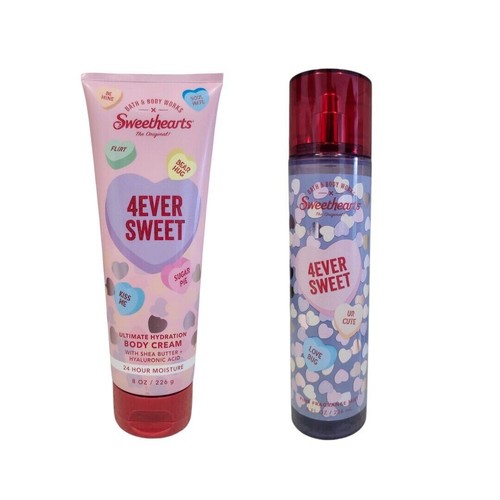 2 New Bath & Body Works 4EVER SWEET Ultimate Hydration Body Cream, 8 Oz + Mist