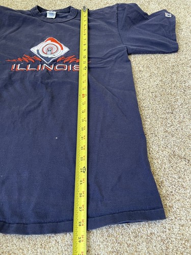 Vintage Illinois T-Shirt Embroidered Logo Navy Blau Team Logo Herren L Sport - Bild 6 von 7