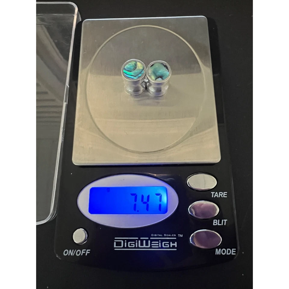 Sterling Silver Solid Abalone Handmade Plugs Gauges 00g Natural Shell Pearl Paua - Image 2 of 4