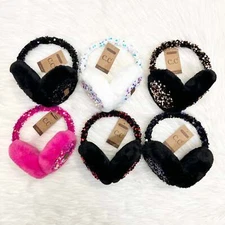 C.C Sequin Fuzzy Earmuffs, Winter Earmuffs, Warm Earmuffs, Winter Ear Warmers